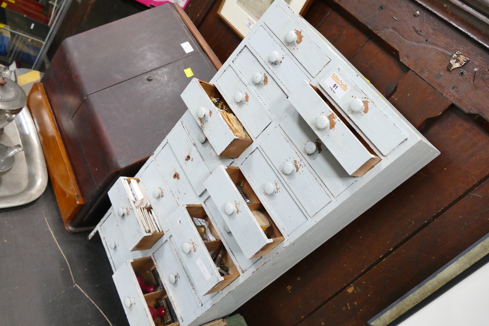 Late 19th century set of graduated drawers containing watch parts and spares, height 67 cm, - Bild 3 aus 4