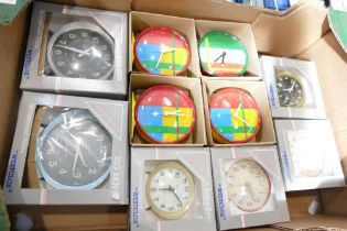 Box of Westclox alarm clocks