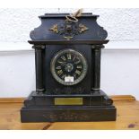 Early 20th century black slate mantel clock, JW Benson, Ludgate Hill, London,