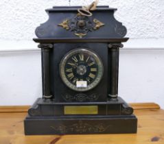 Early 20th century black slate mantel clock, JW Benson, Ludgate Hill, London,