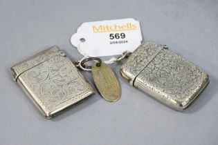 Two silver Vesta cases