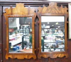 Pair of reproduction fretwork mirrors