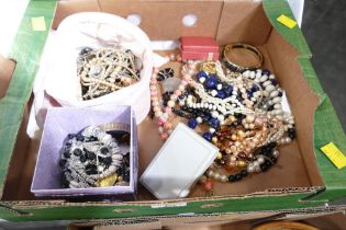 Box of costume jewellery, necklaces,
