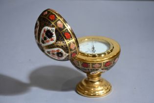 Royal Crown Derby hinged globe opening to barometer