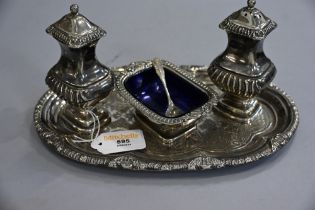 Silver plated tray and cruet