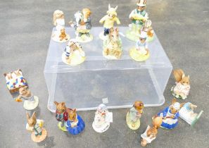 Two boxes of Bunnykins Royal Doulton figurines,