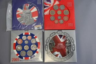 Brilliant un-circulated UK coin sets, 2003, 2004, 2005,