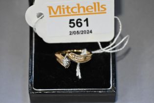 9 ct gold and diamond ring, size M, weight 3.