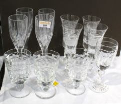 Cut glass ware, champagne flutes,