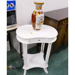 White painted occasional table with single drawer, width 56 cm, depth 39 am, height 73 cm,