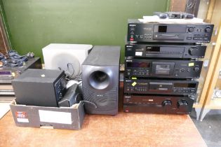 Sony separates, mini disc deck, stereo tuner, stereo cassette deck,