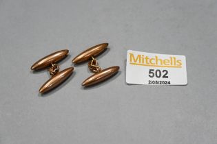 Pair of torpedo form 9 ct gold cufflinks, weight 4.