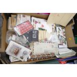 Box of loose stamps, Benham Silks, presentation packs,