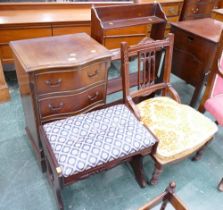 Victorian low bedroom chair, piano stool,