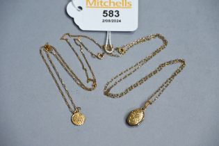 9 ct gold chains and pendants