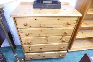 Pine five flight chest of drawers