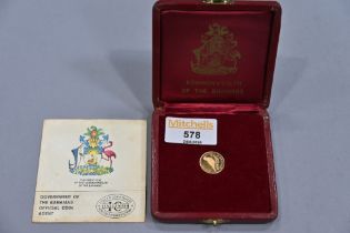 Bahamas 50 dollar coin, 22ct gold, weight 2.