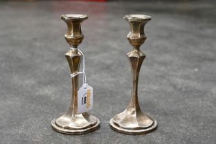 Pair of Birmingham silver candlesticks,