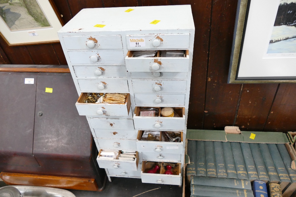 Late 19th century set of graduated drawers containing watch parts and spares, height 67 cm, - Image 2 of 4