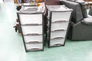 Two four flight plastic storage units