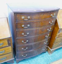 Reproduction mahogany bowfronted chest of six drawers,