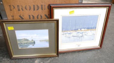 Two small harbour watercolours including Maryport