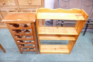 Pine freestanding bookcase/shelving unit and modern wine rack