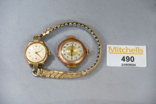 Two 9 ct gold cased wristwatches