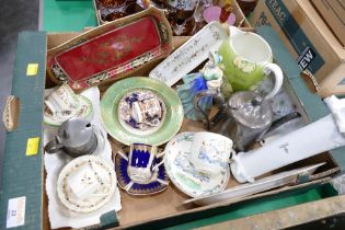Decorative ceramics, coffee cans and saucer, Royal Doulton figurine "Jane", Edwardian jug,