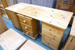 Pine desk (AF) and three flight bedside chest of drawers