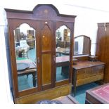 Edwardian double mirror door wardrobe with similar dressing table