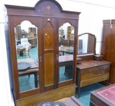 Edwardian double mirror door wardrobe with similar dressing table