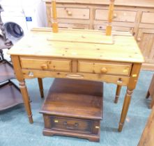 Pine dressing table and oak unit with single drawer