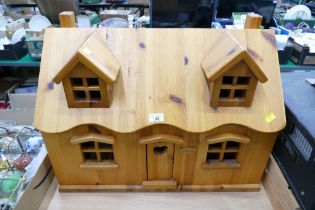 Pine construction dolls house with furniture