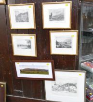 Photograph of Castlerigg Stone Circle and five Swiss and French prints