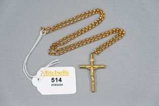 9 ct gold chain and crucifix, weight 6.