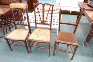 Three mismatched Edwardian chairs