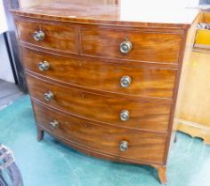 Victorian mahogany bowfronted 2/3 chest of drawers, height 104 cm, width 108 cm,