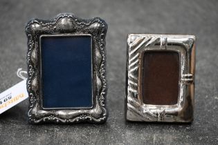 Two miniature silver photo frames