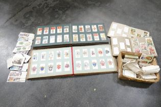 Albums of cigarette cards and box of cigarette cards