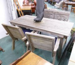 Garden table, two chairs and bench, table height 75 cm, length 180 cm,