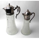Two silver plated claret jugs