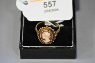 9 ct gold cameo ring,