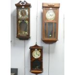 Three wooden wall clocks, President, 31 day, etc.