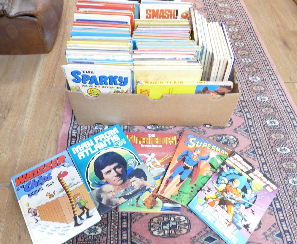 Box of children's annuals including, Whoopee, Bonanza,