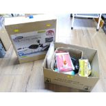 Ross HD portable satellite kit and box of towing mirrors, travel kettle,