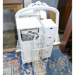 White painted wooden overmantel mirror,
