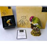 Royal Doulton woodpecker Model RDA103 with box and smaller Royal Doulton blue tit in box