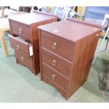 Two modern veneered bedside chests of drawers