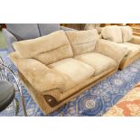 Modern grey/brown upholstered two seater settee